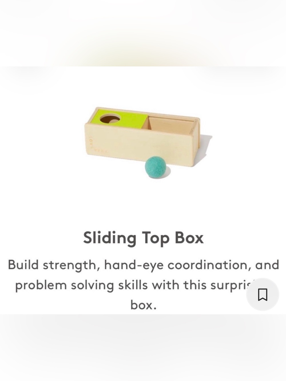 Like New- Lovevery Thinker Kit Sliding Top Box with Ball